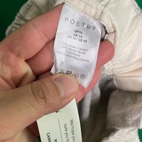 Poetry NWT Barrel Balloon Trousers Linen & Summer Wool Sz 10 Ecru Gray - Picture 6 of 10